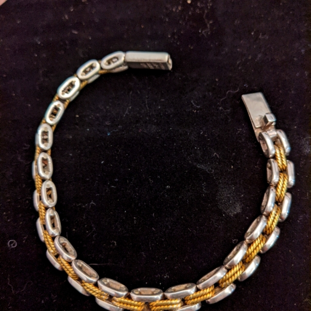 Sterling silver and brass bracelet